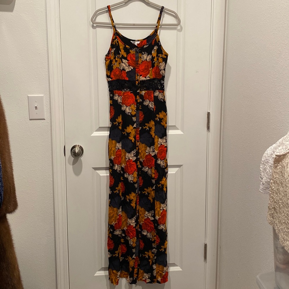 Volcom Floral Lace Accent Maxi Dress Size S